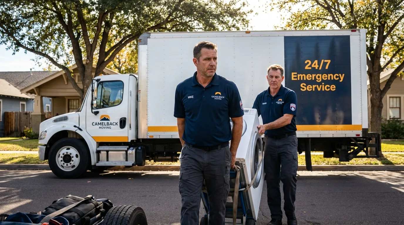 CamelBack Moving crew loading furniture in North Richland Hills, TX